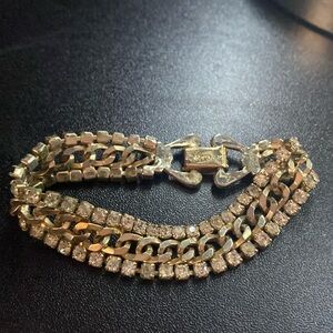 Napier gold rhinestone bravelet